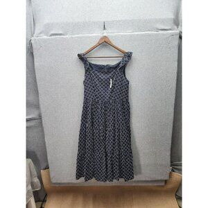 Ann Taylor Womens Navy Sleeveless Midi Dress With White Pattern Size 12